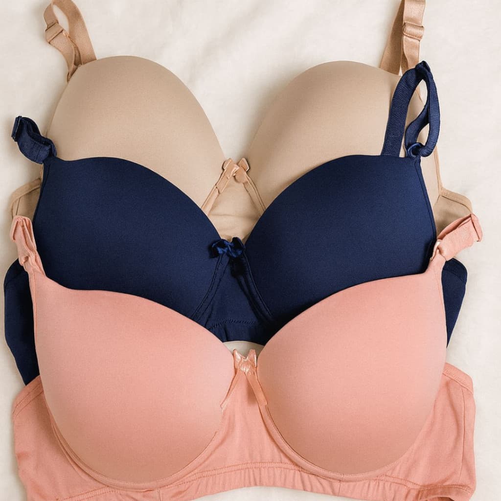 3 Sutiã Plus Size Bojo Reforçado Alça Larga Conforto Lateral Extra Soutien Base Cores Lisas Alta Sustentação