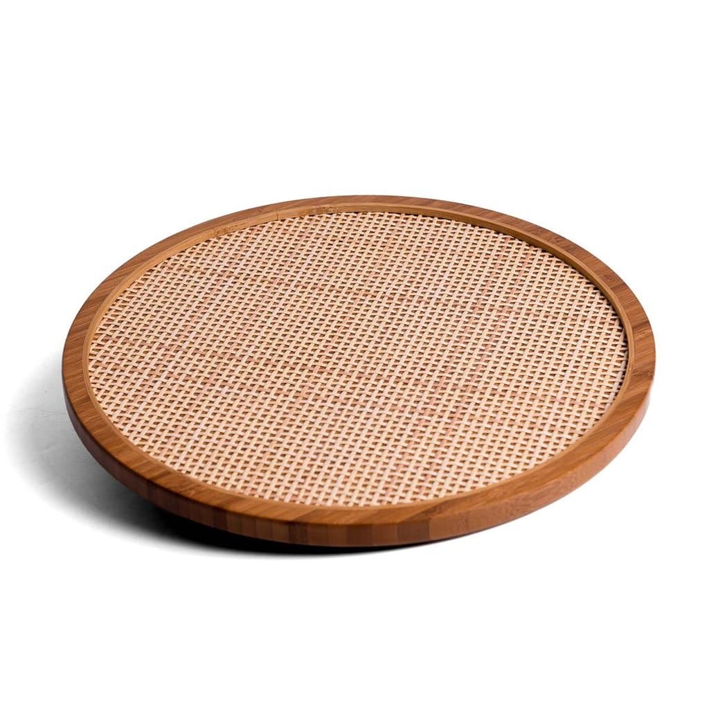 Tábua Giratória de Bambu Textura Palha Xadrez 33cm - Oikos