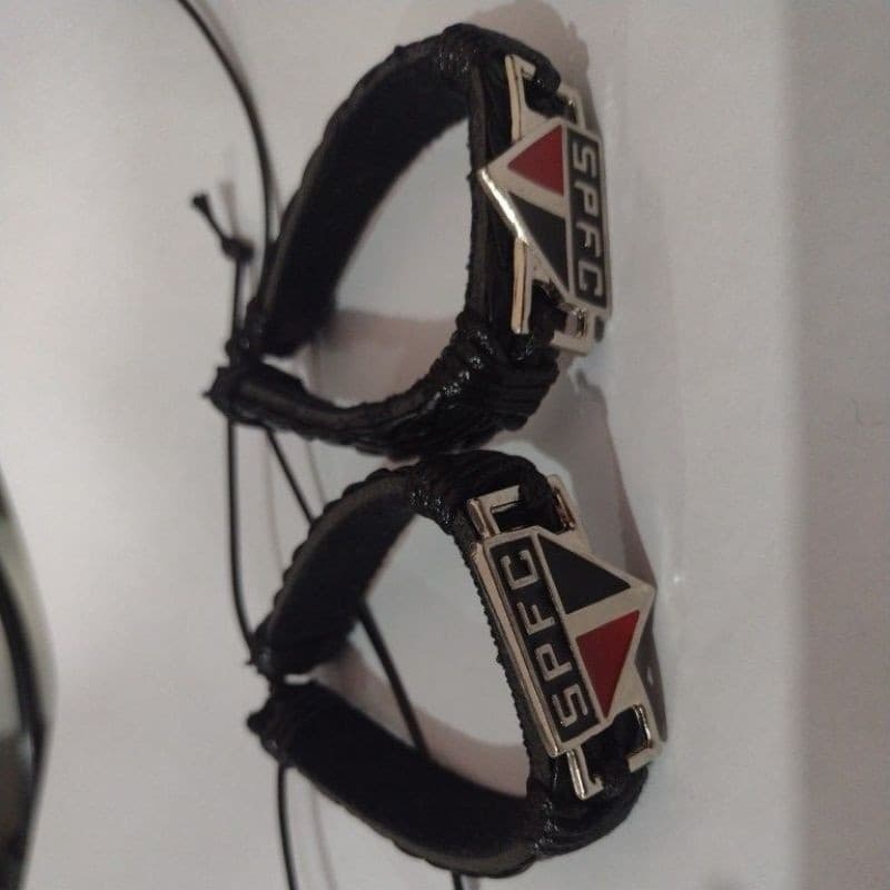 Pulseira Couro São Paulo Masculina Regulável Preto Unidade