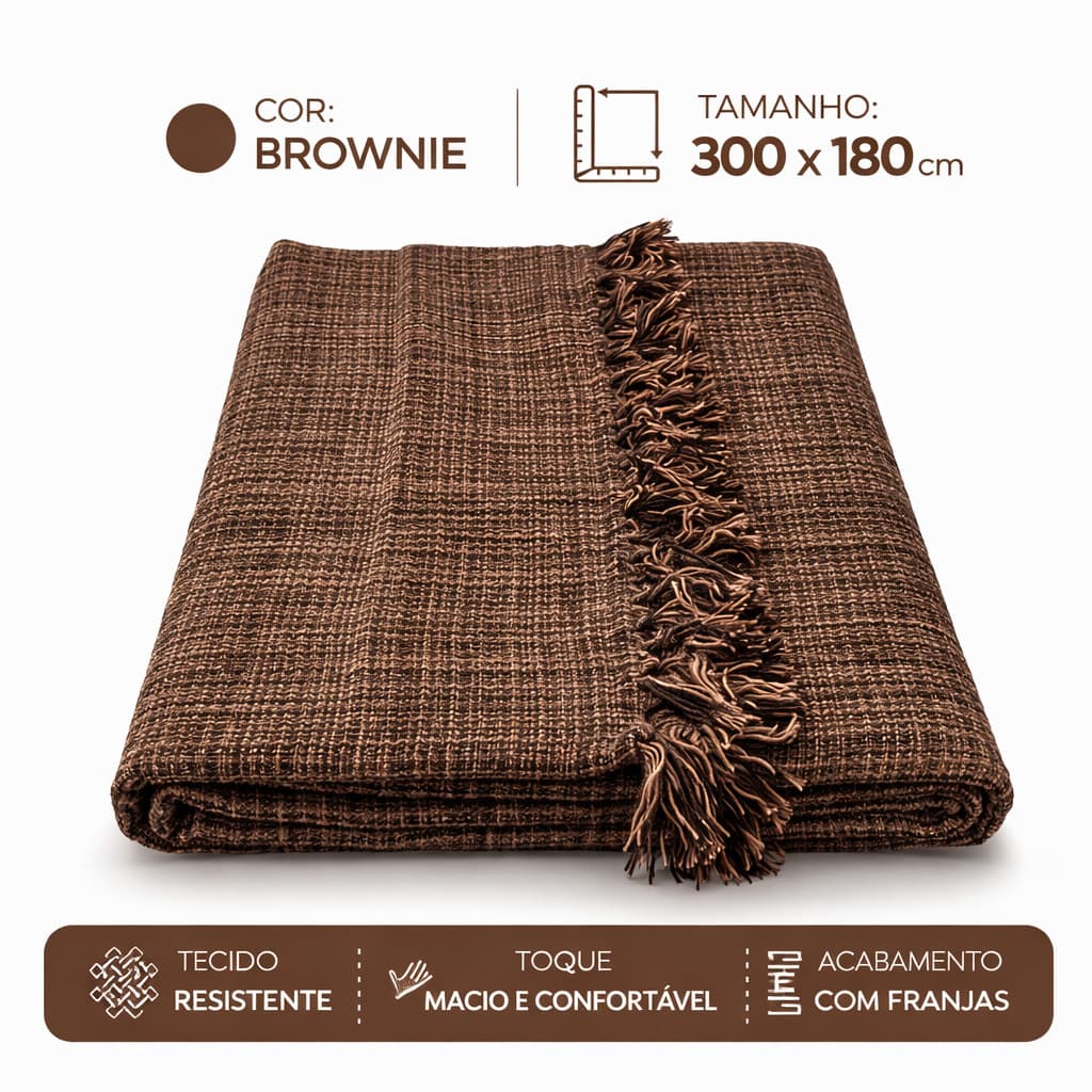 Manta 2,40 x 1,80m para sofá Gigante — Manta Decorativa 100% Algodão Premium para Sofá e Cama