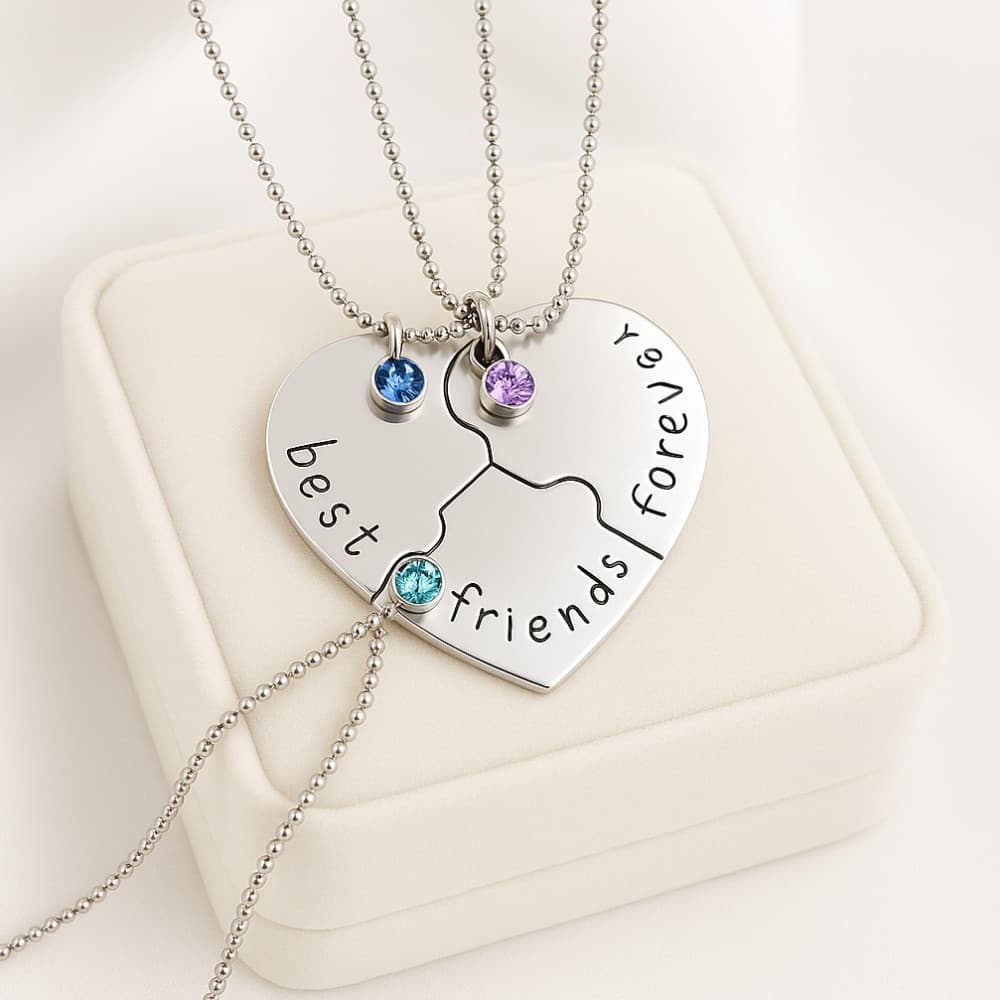 Colar Best Friends Forever Melhores Amigas Folheado - B88 Cinza