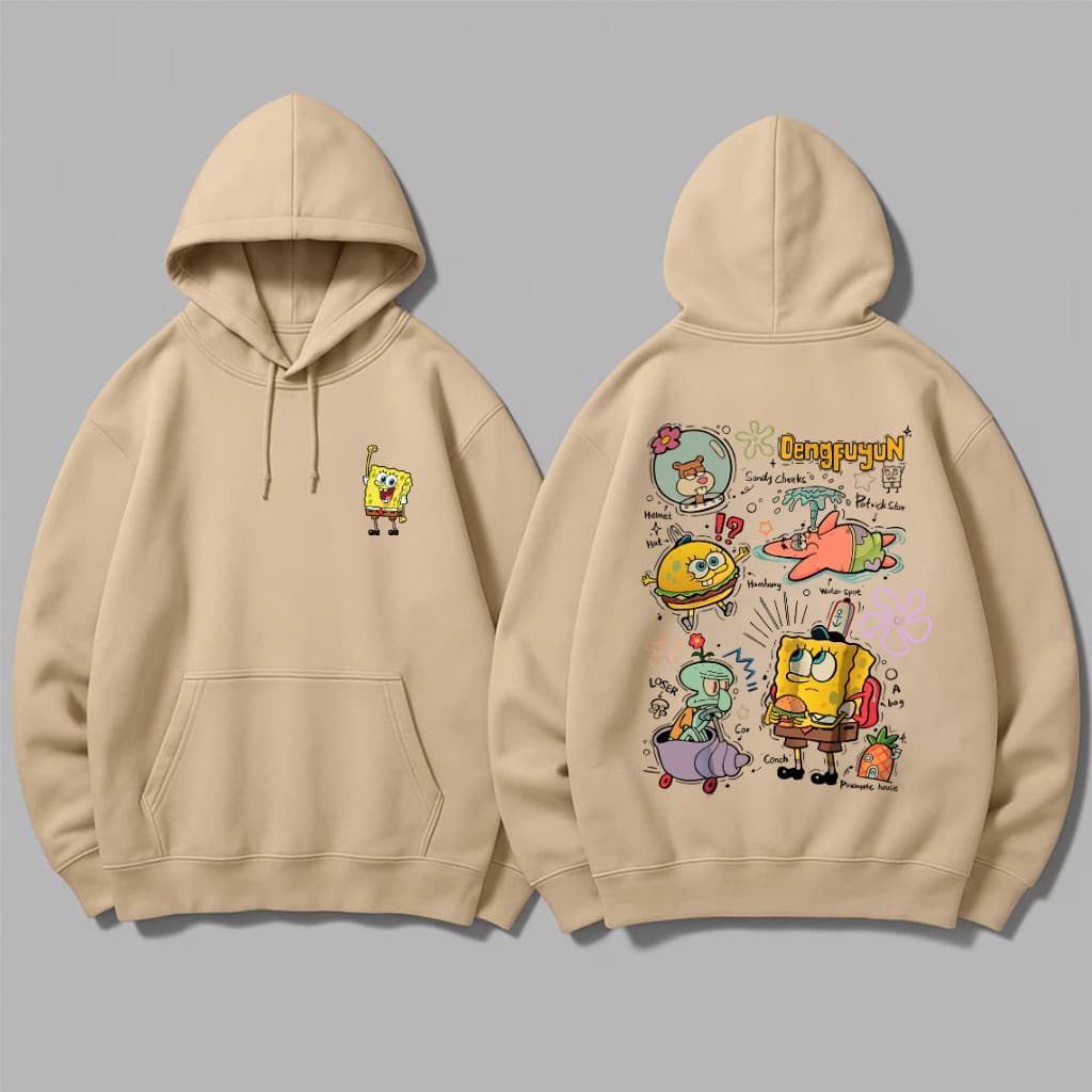 Moletom Canguru Bob Esponja Desenho Franelado Com Capuz Algodão Quentinho infantil Unissex