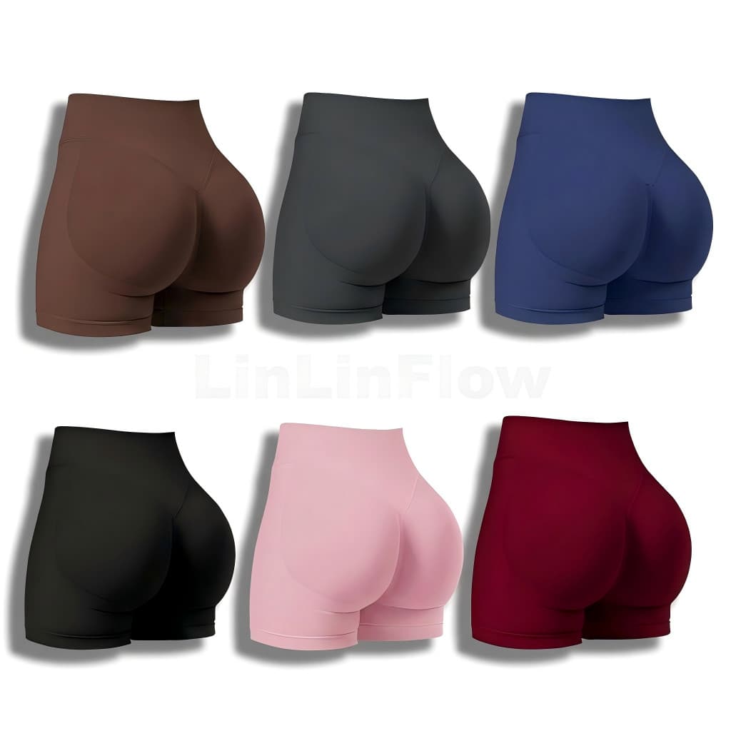 LinLinFlow Shorts Fitness Feminino Realçar Glúteos Tecido Elástico Sem Costura Para Academia E Treino