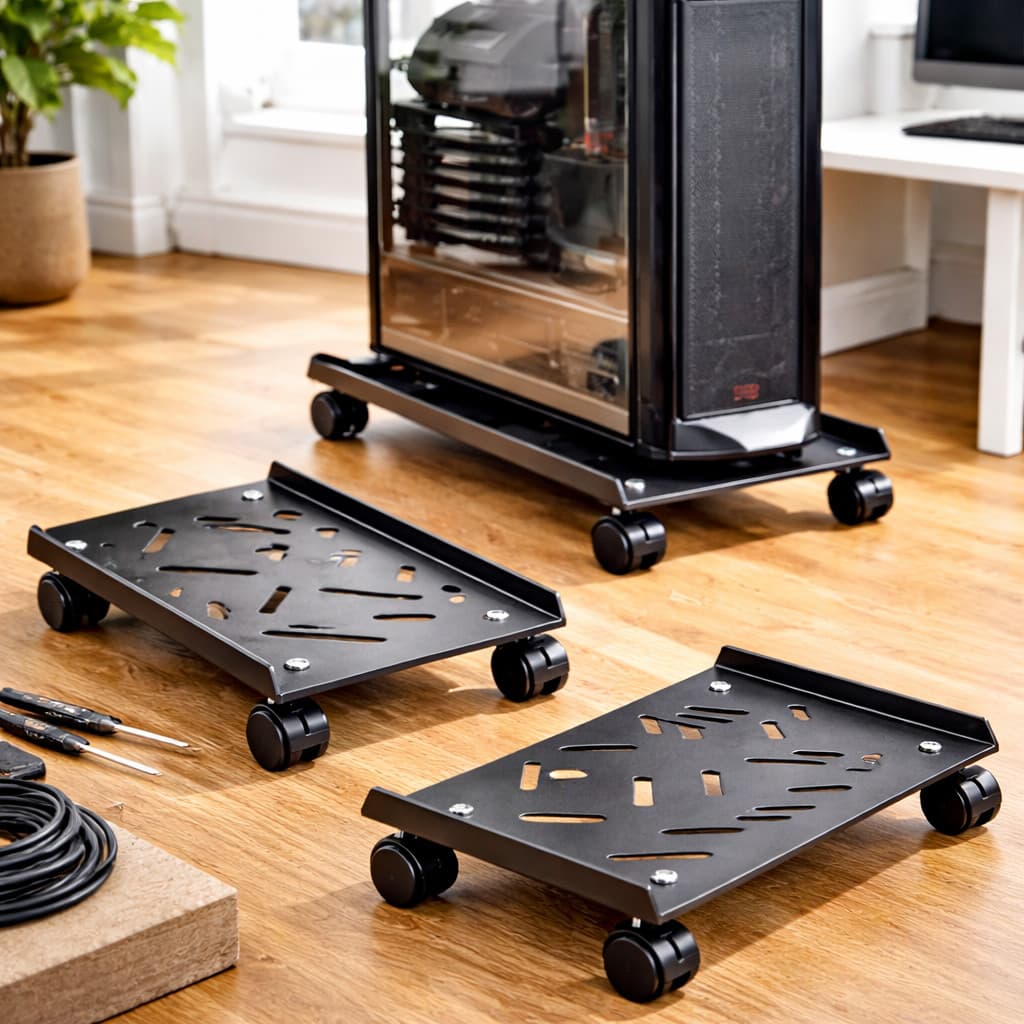 Suporte Para Gabinete CPU Gamer Rodinhas Reforçado Aço Inoxidável Base Elevada Ajustável Premium Resistente Top