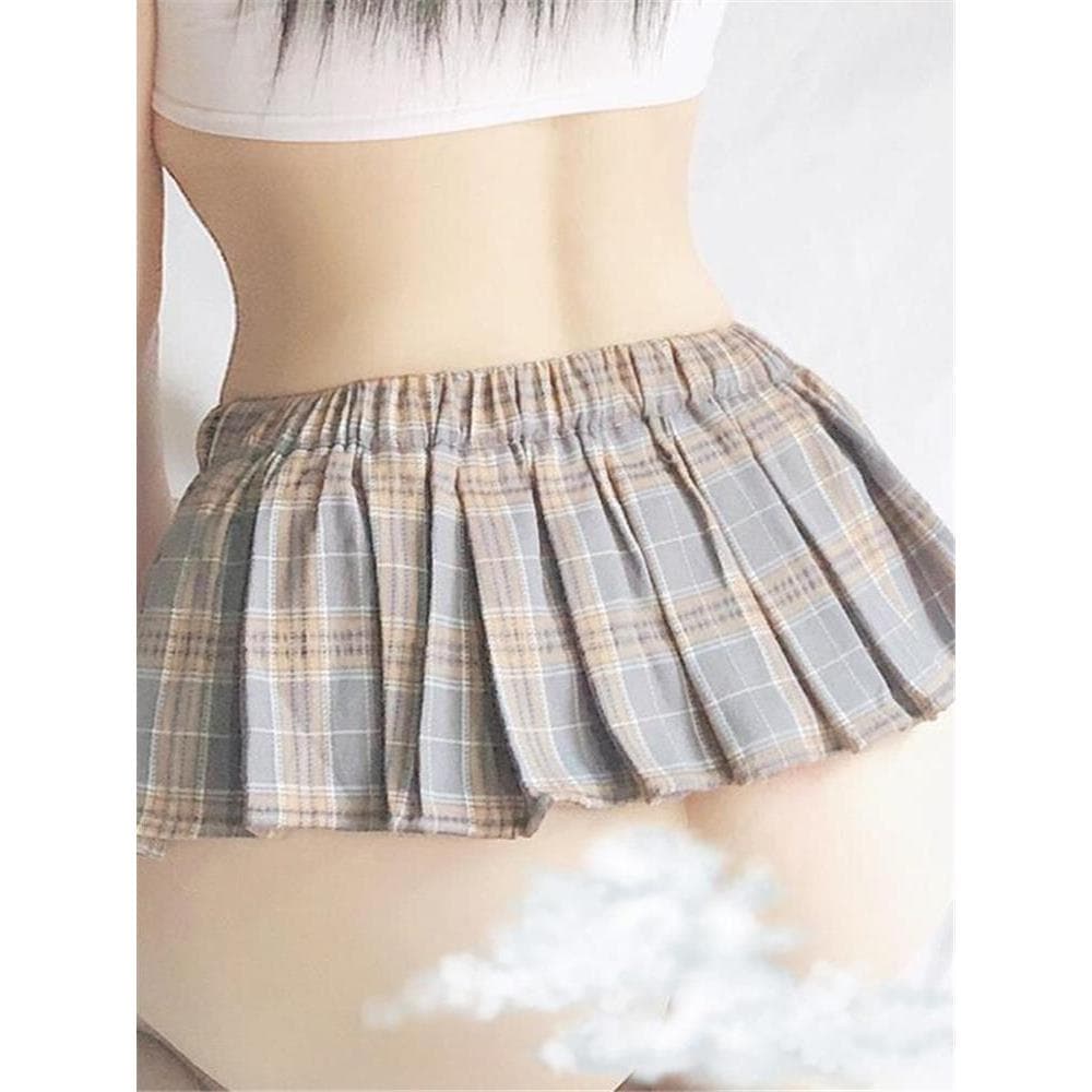 18CM saia jk estudante estilo japonês borda polida feminino xadrez saia plissada feminina Mini calças de segurança sem f
