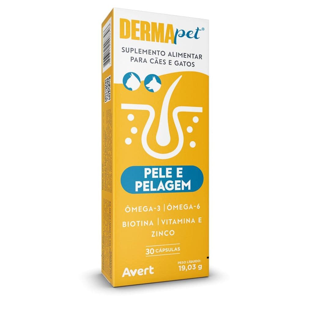 Dermapet Suplemento para Pets Cães e Gatos Avert 30 cápsulas