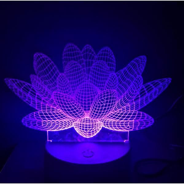 Luminária LED 16 Cores Decorativa 3D Tema Flor Tridimencional com Controle Remoto