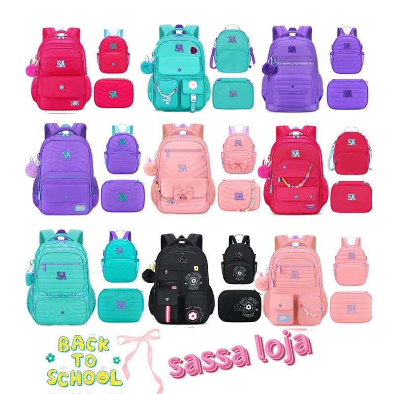 kit Mochila Escolar Costas Juvenil da Sassa