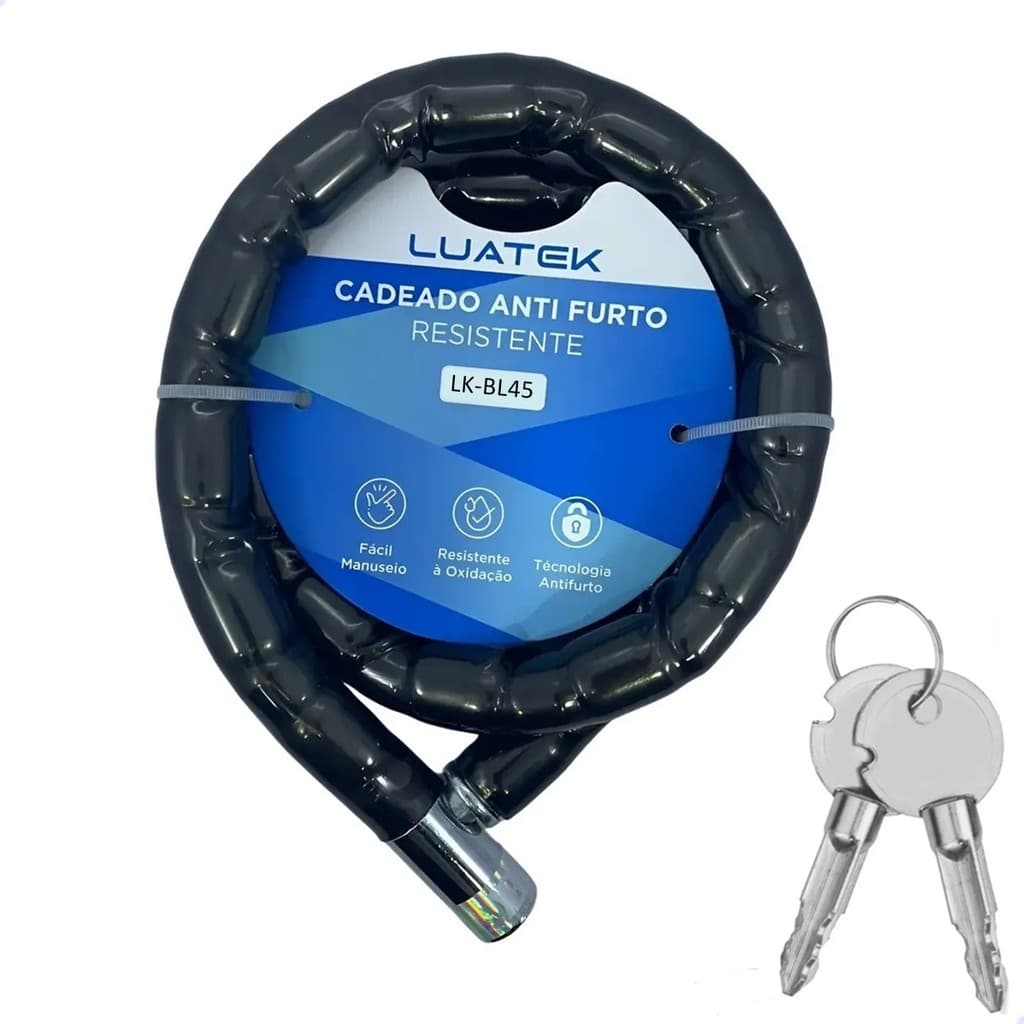 Trava Anti Furto Articulada Cadeado Moto Bike Estepe Portão Residencial 1,00 Metro X 18mm Luatek