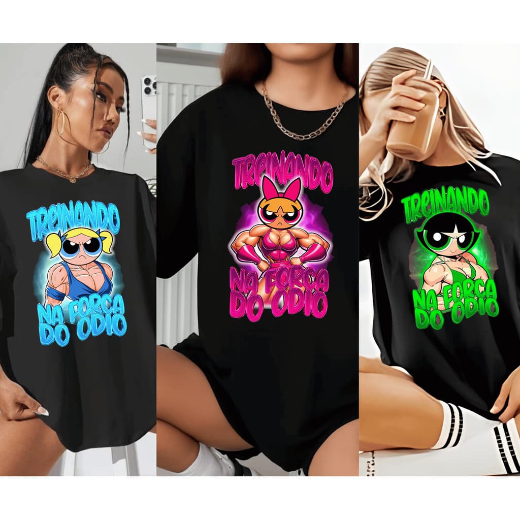 Kit 3 Camisetas Oversized Feminina Camisa Blusão Larga Academia Treino Crossfit Corrida Poderosa Gym