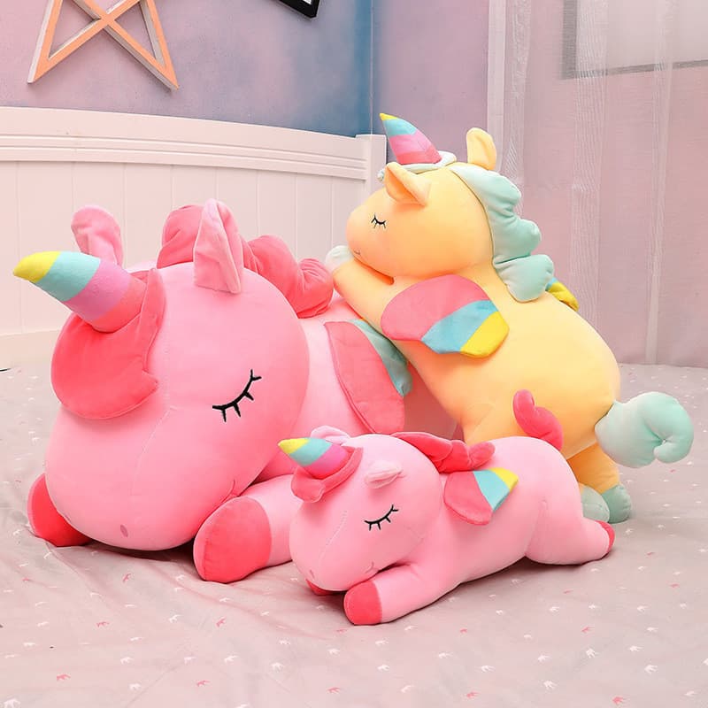 Travesseiro de unicórnio de pelúcia arco-íris de 30/40 cm grande unicórnio de pelúcia