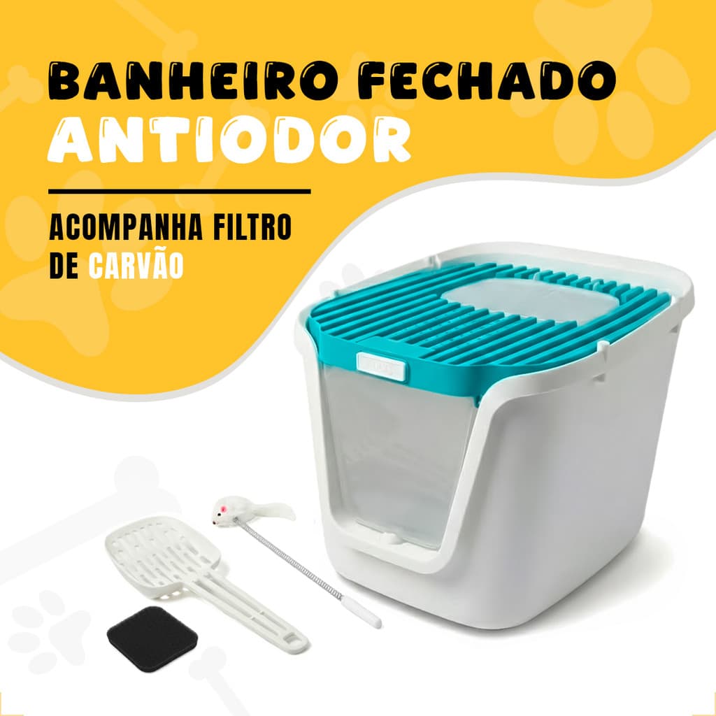 Banheiro Caixa de Areia Para Gatos Banheiro Fechado Gatos G 40C X 48L com Filtro Antiodor e Pá