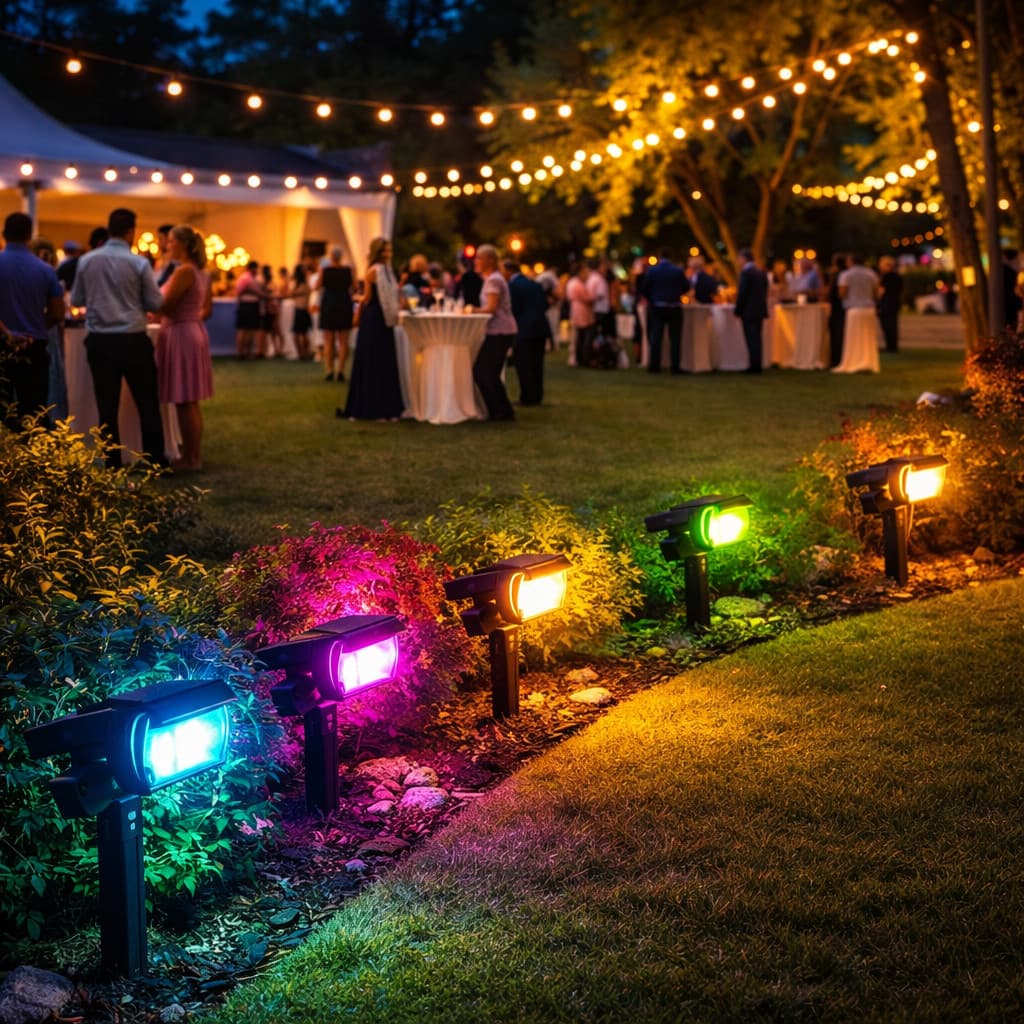 Luminária Solar LED RGB 50W Jardim Espeto Direcionável IP65