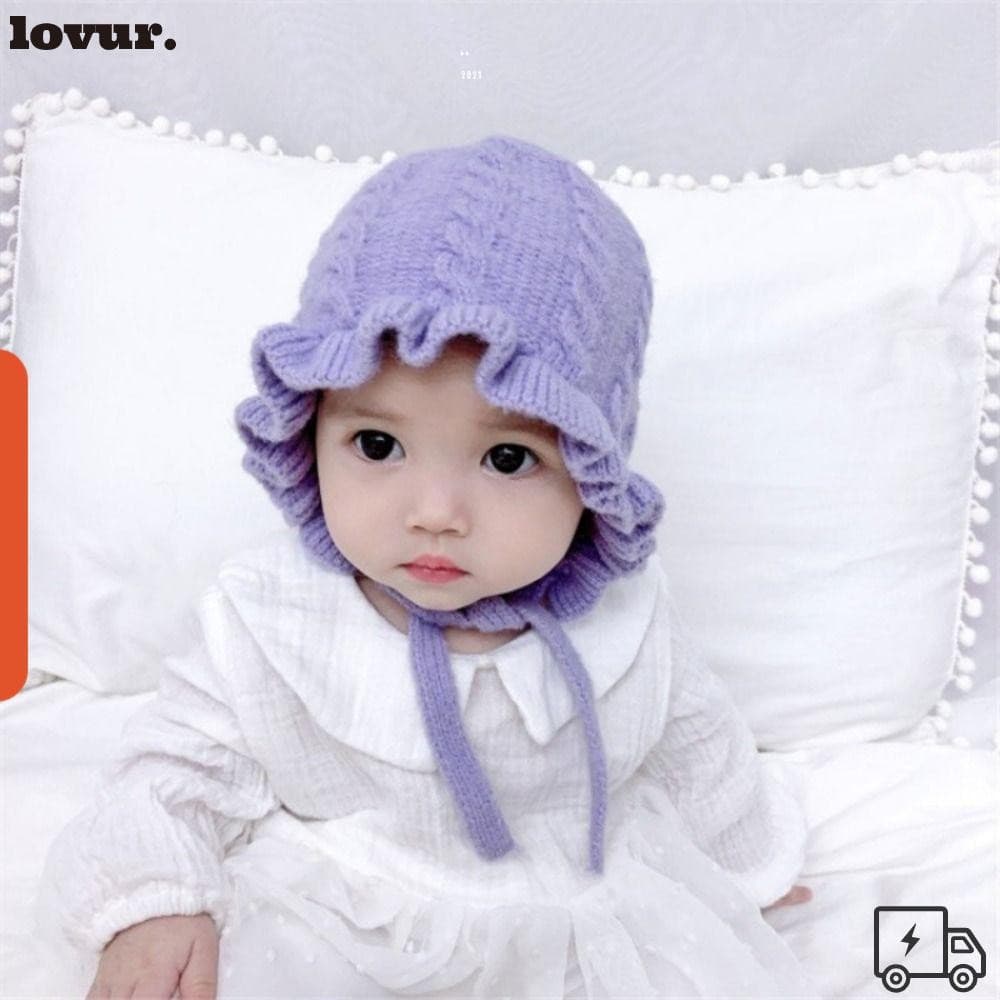 Chapéu De Lã LOVUR , Infantil De Proteção De Orelha Para Meninas De Renda , Lindo Quente Com Capuz Bebê De 0 A 2 Anos Ma