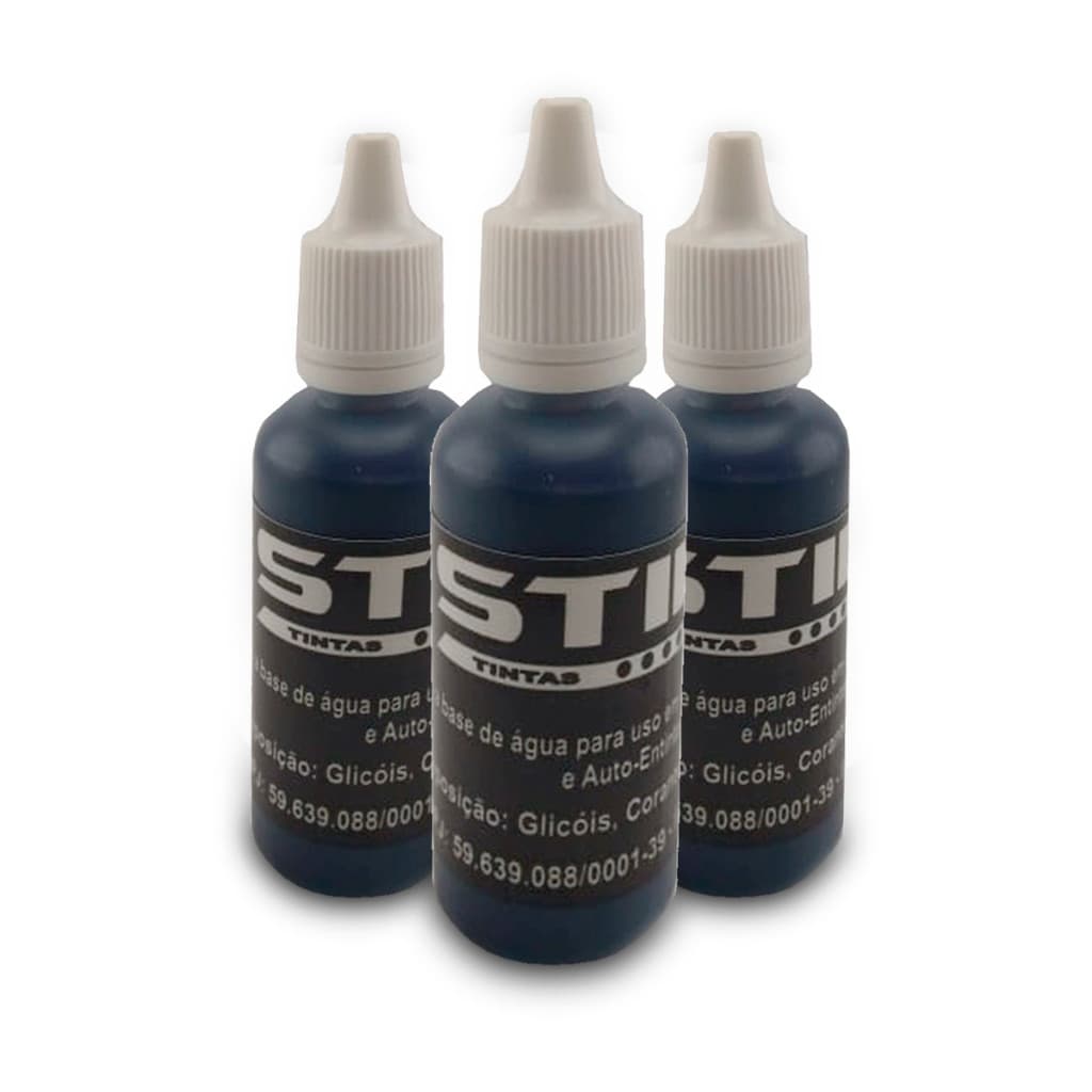 Kit 3 Tintas de Carimbo Automatico 30ml Preto Refil de Tinta para Almofada de Carimbo