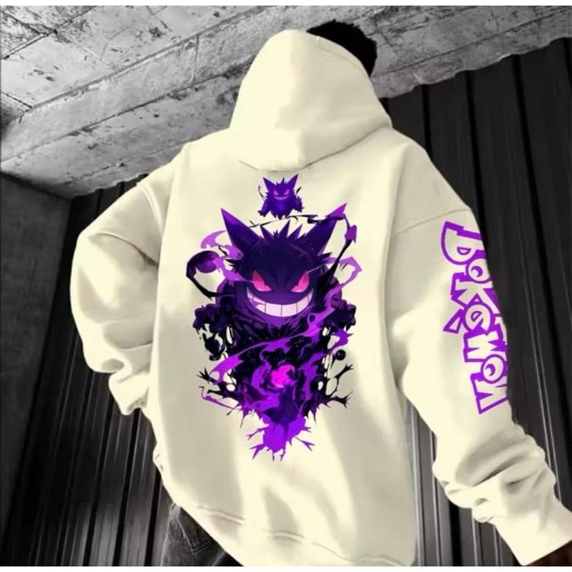 Moletom Blusa de Frio Estilo Casual Dia a Dia Canguru  Estampa Fantasma Pokemon Flanelado Unissex