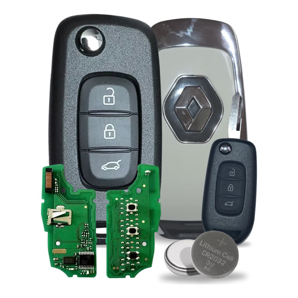 Chave Canivete Renault Kwid Completa Original Bateria E Chip