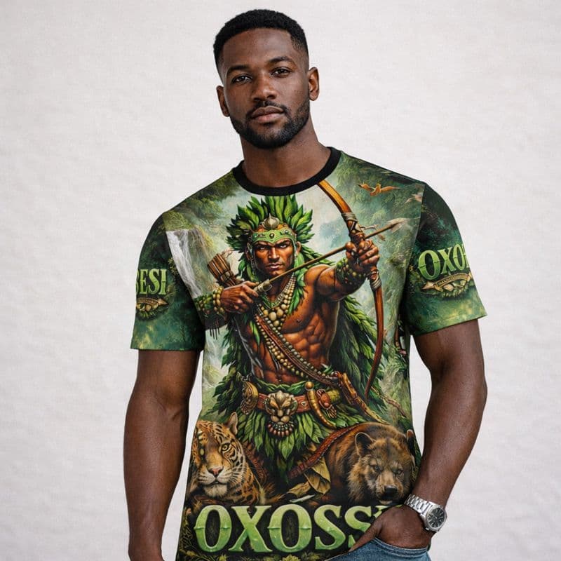 Camisa Oxóssi Umbanda Orixá Caçador da Mata Sagrada