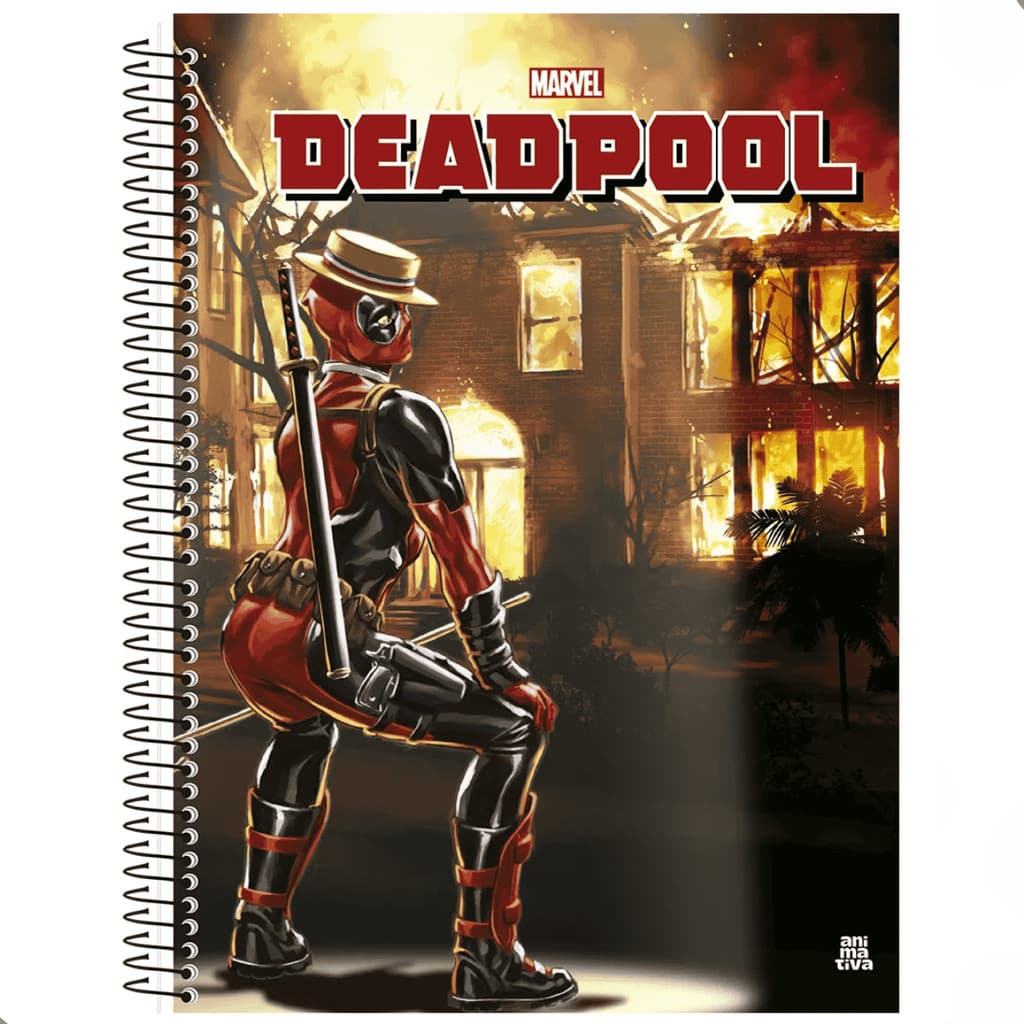 Caderno Deadpool Marvel Universitário 160 Folhas  10 Matérias capas 2026 São domingos