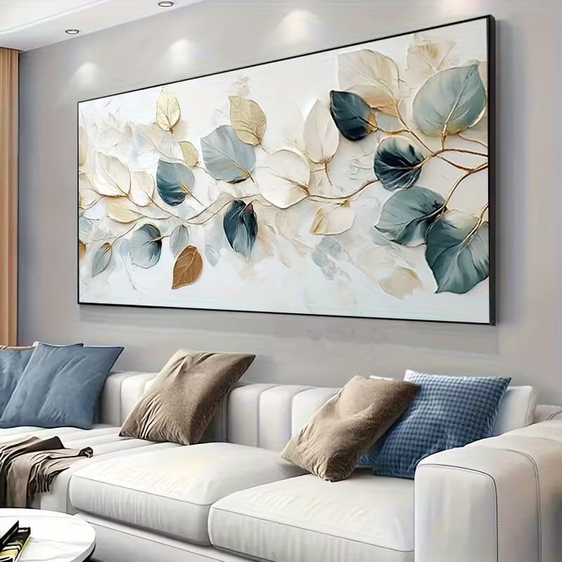 Quadro Decorativo Folhagem Abstratas Delicadas Clean Luxo Arte Moderna Sofisticada Para Sala Quarto