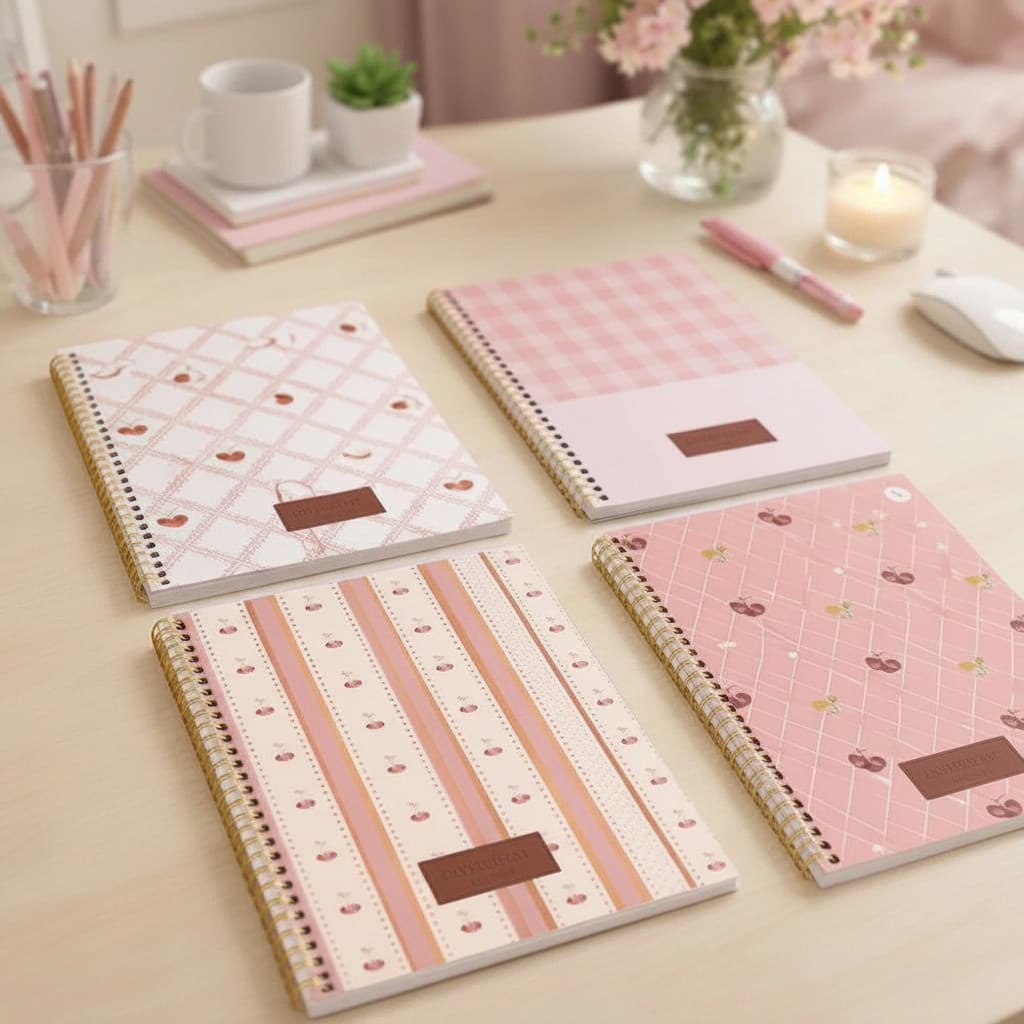 Caderno Universitário Espiral Sweet Cherry 80 Folhas Rosa