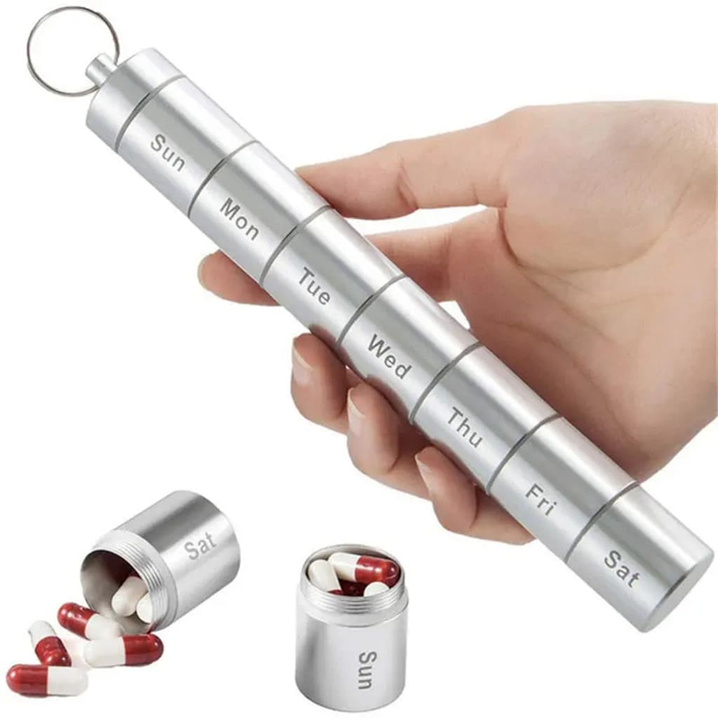 Porta Comprimidos Capsulas Bolsa Camping Viagem Metal Resistente Rosqueável Compacto