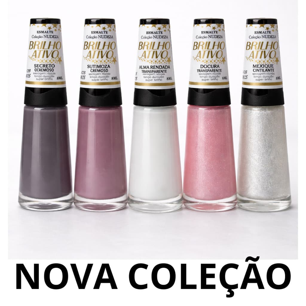 Kit 5 Esmaltes Coleção Nudeza Brilho Ativo