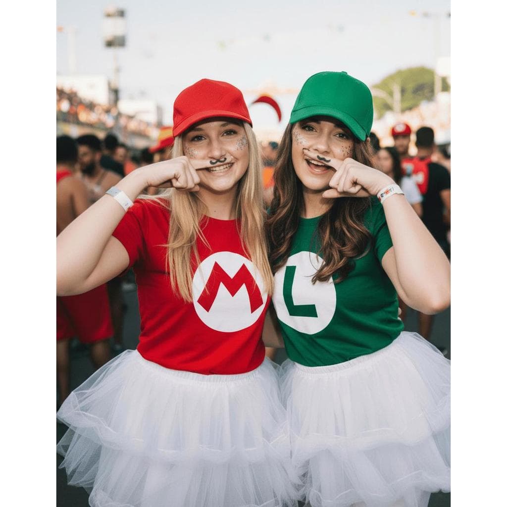 Camisetas Fantasia Carnaval Mario E Luigi Dupla Amigas Carnaval 2026