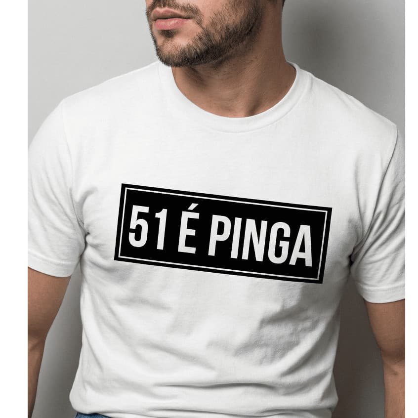 Camiseta Masculina Tshirt 51 É Pinga Casual Carnaval 100% Algodão DTF Cores
