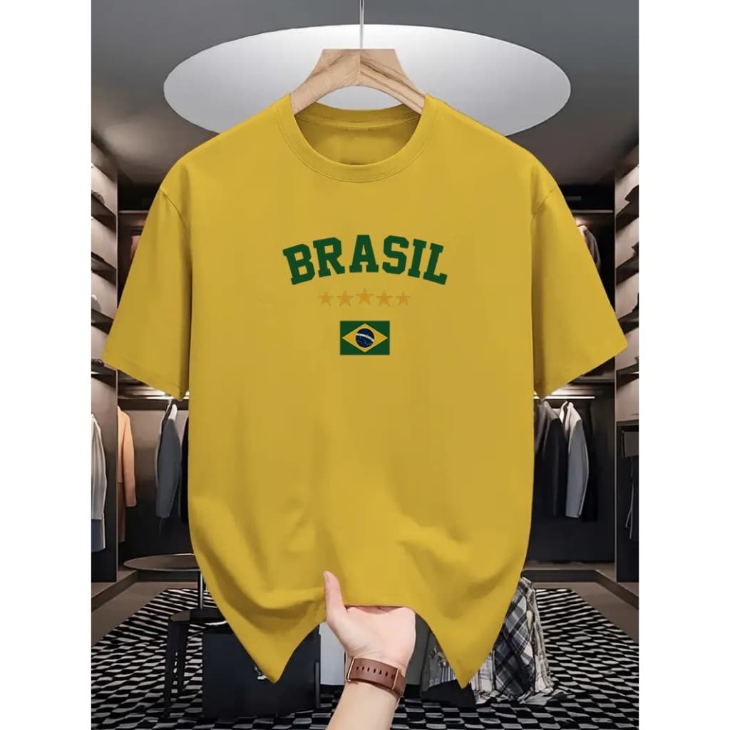 Camiseta Camiseta Estampa Brasil Hexa - Masculina Unissex 100%Algodao Fio 30.1 Frete Gratis