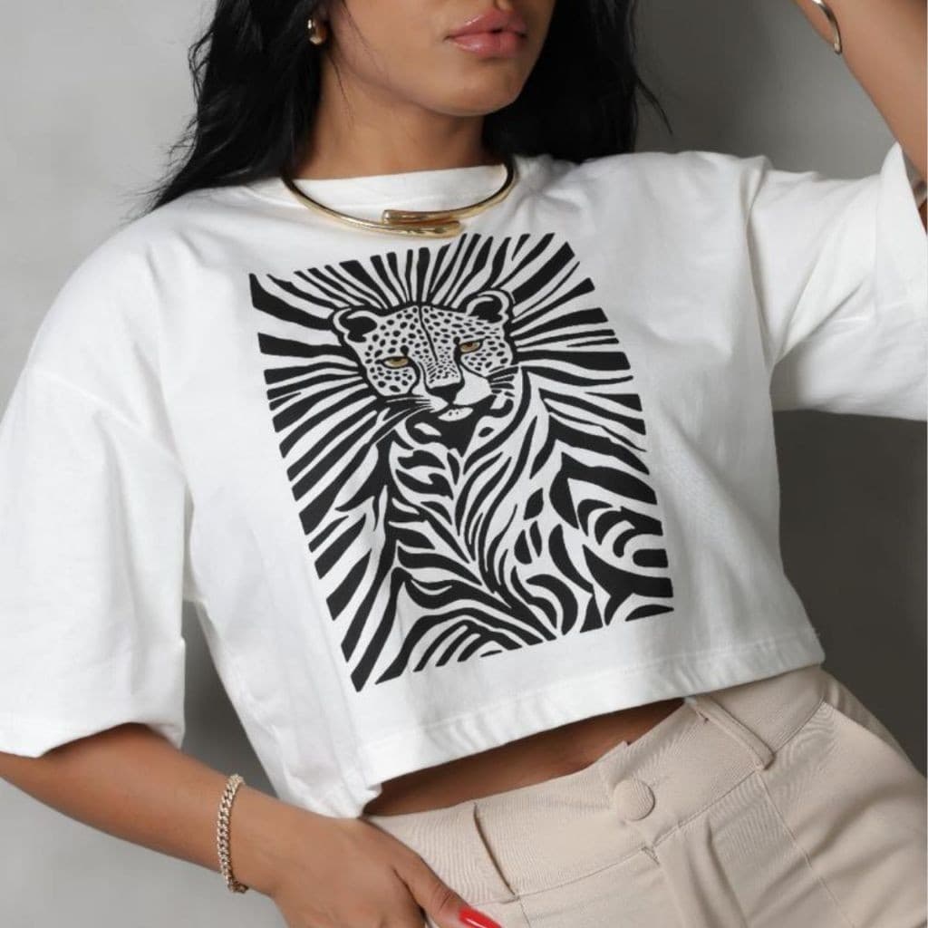 Cropped Oversized Estampas Diversas Camisa StreetWear Camiseta Feminina Blusa 100% Algodão