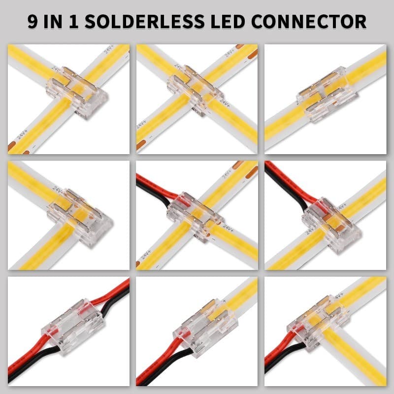 5/10 Pçs Conector LED Sem Solda 9 Em 1 Conectores Transparentes DIY Ltx Forma 15cm Fio Para 2pin 5mm 8mm 10mm COB Luzes