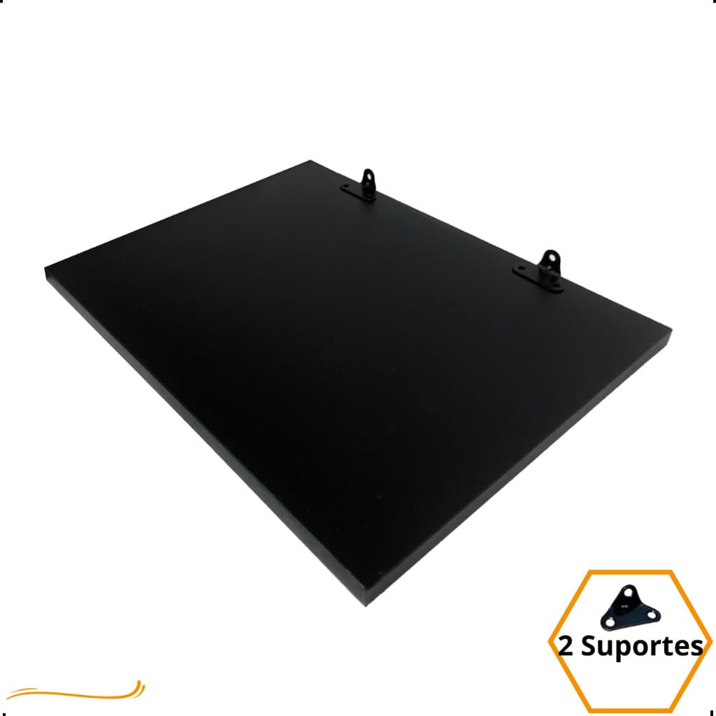 1 Prateleira Preta 40X30 Com Suporte Flutuante Mdf  Organizadora Decoração Cozinha Quarto Banheiro