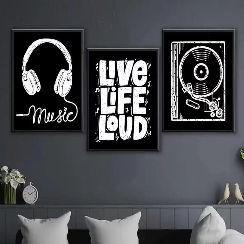 Quadro Decorativo Musica Disco Lifestyle - Live Life Loud