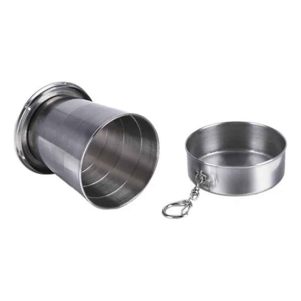 Copo Dobrável Portátil Em Aço Inox 220ml Camping Viagem
