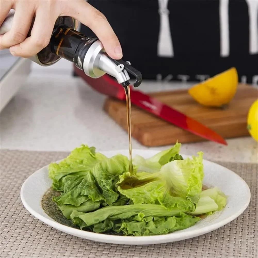 Galheteiro vidro inox azeite tempero salada cozinha vinagre óleo dosador prático resistente moderno