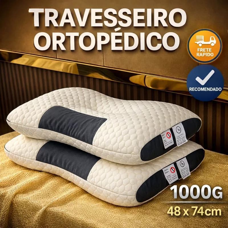 Travesseiro Ortopédico Cervical Fino-Almofada Ergonômica de Algodão Tricotado para Pescoço e Coluna