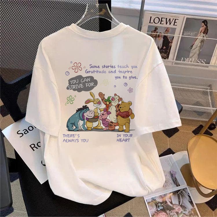 T-shirt Casal Disney Cartoon Print Camiseta Feminina Camisola Feminina Oversize Top Camiseta Fitness Feminina 104