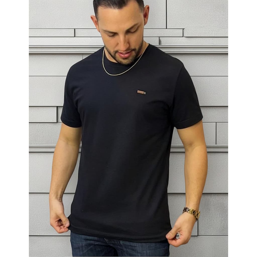 Camiseta Masculina Básica 100% Algodão Premium - Preta Brousse