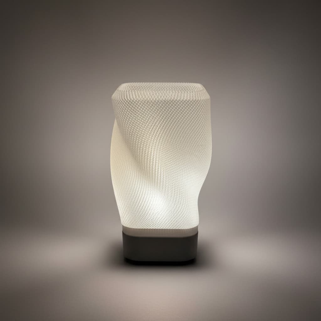 Abajur De Mesa C/ Lâmpada Estrutura Creme Com Marrom
