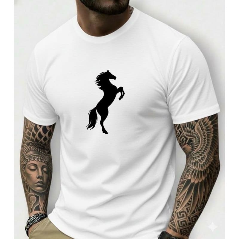 Camiseta Masculina Estampa Cavalo Country 100% Algodão Premium Casual Confortável Exclusiva