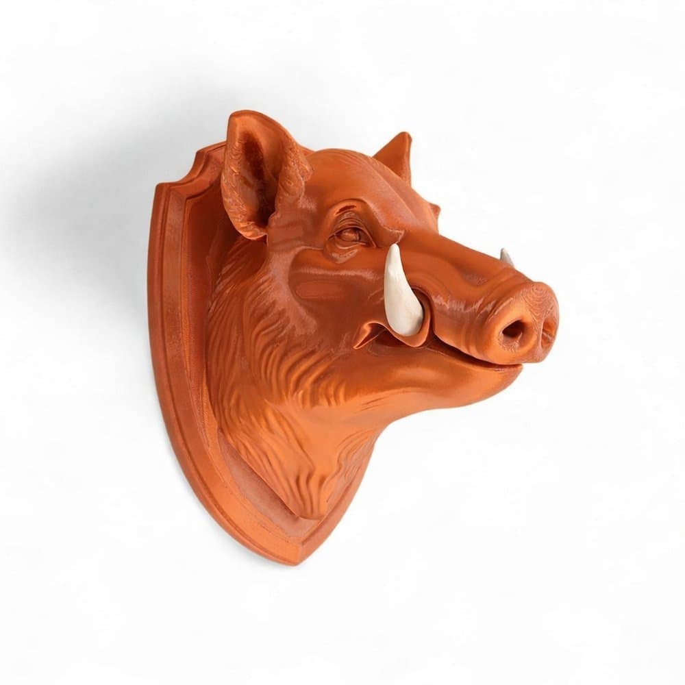 Suporte de Parede Javali – Impressão 3D Decorativa cobre
