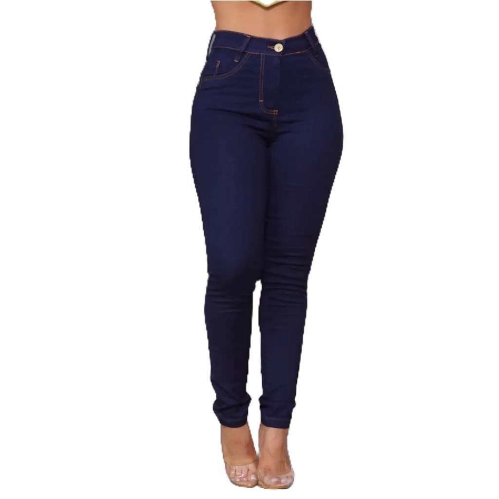 Calça Jeans Azul Escura Cintura Alta Conforto e Estilo Azul Escuro 067