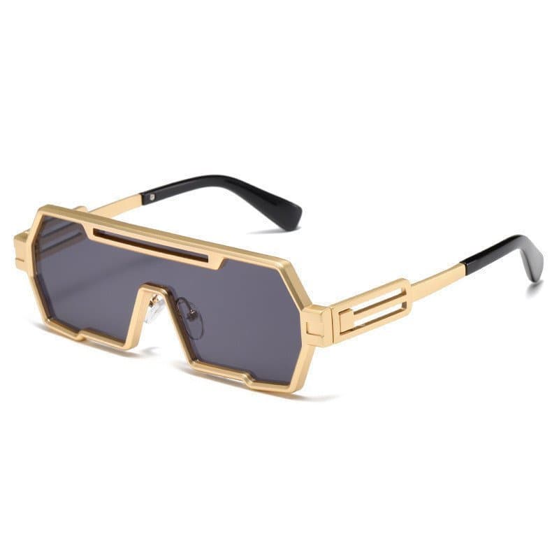 Óculos de Sol Steampunk de Metal Moda Armação Grande Proteção UV400 Quadrado Irregular Punk Peça Única Masculina