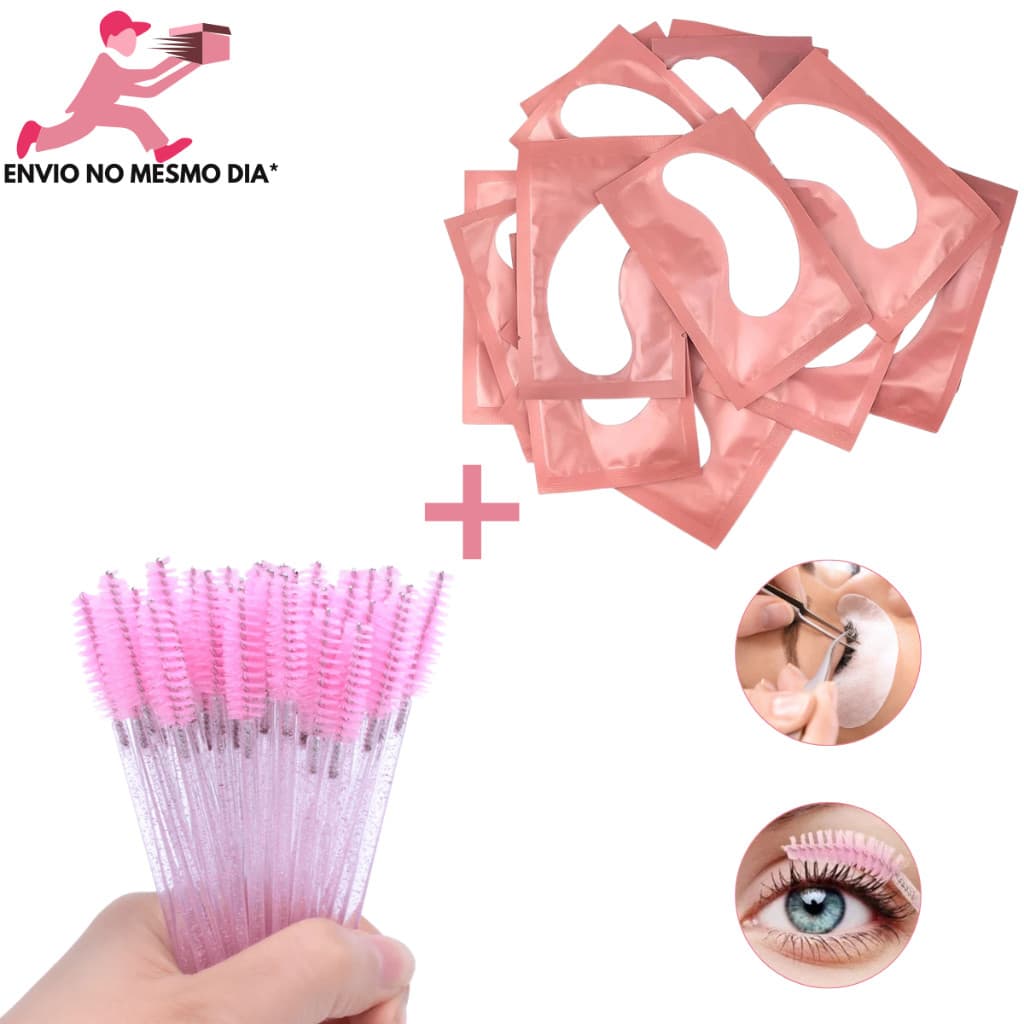 KIT 50 escovinhas Cílios Sobrancelhas + 50 unidades Protetor Pálpebras Pad Gel Patch no Brasil