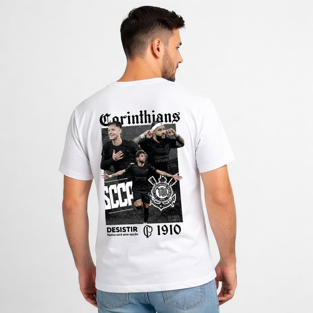 Camiseta Unissex Timão Corinthians SCCP 1910 Algodão Jogador Memphis Garro Yuri Alberto