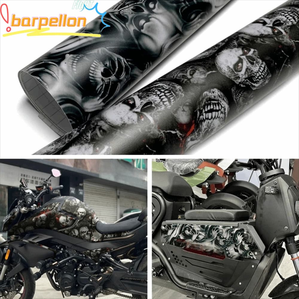 Adesivos De Carro BARPELLON Envolvem Filme De Vinil , Corpo De Motocicleta Impressos Com Desenhos De Caveira , Modificaç