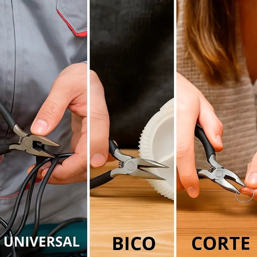 Kit Alicate de Precisão 3 Peças 4,5” Corte, Bico e Universal para Reparos e Eletrônica