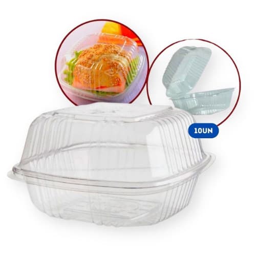 10 Un Hamburgueira Pet para Lanches GA12 Galvanotek Premium Delivery
