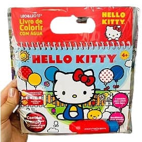 LIVRO DE COLORIR COM ÁGUA HELLO KITTY - OPPBAG C/ 1 UND 4 PÁGINAS + PINCEL - LEO&LEO
